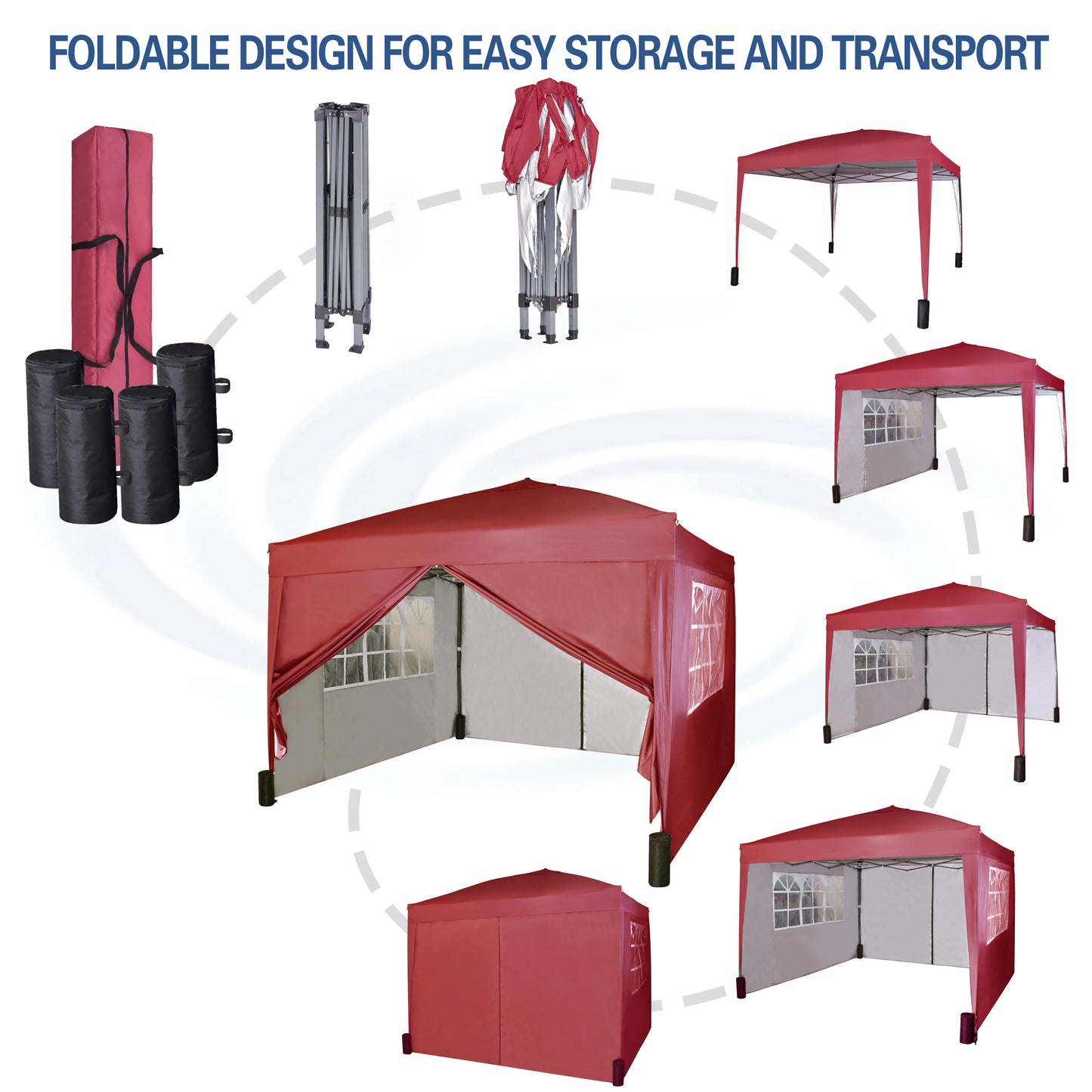 mcc direct Pop-up Gazebo 3m x 3m with Sides & 4 Weight Bags & Silver Protective Layer Waterproof Marquee Canopy WS
