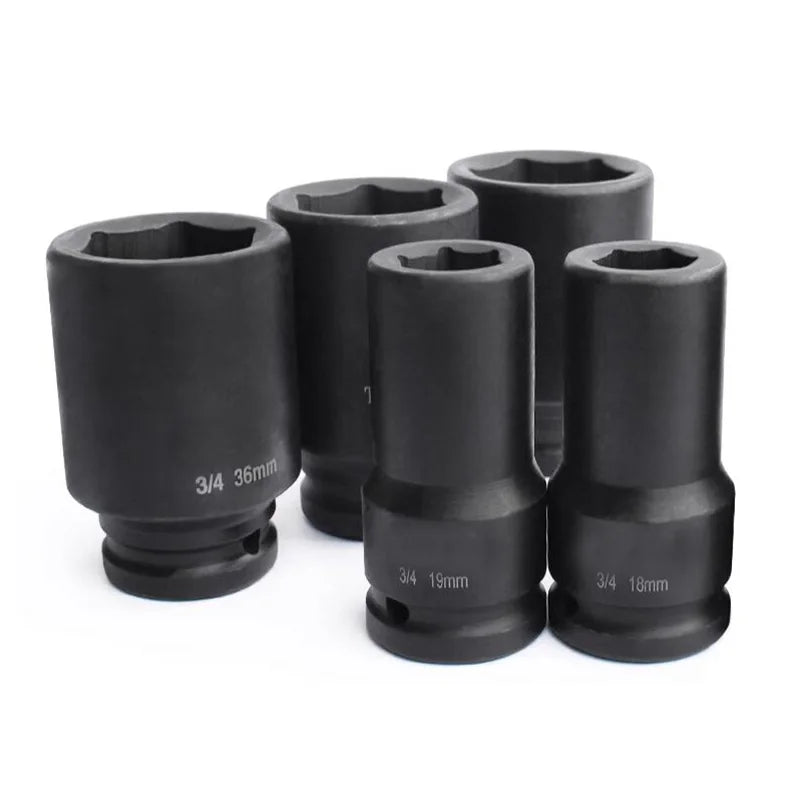 80mm Long 3/4 Inch Drive Impact Hex Socket 6 Point 17mm 18mm 19mm 20mm 21mm 22mm 23mm 24mm 25mm 26mm 27mm 28mm 29mm To 55mm