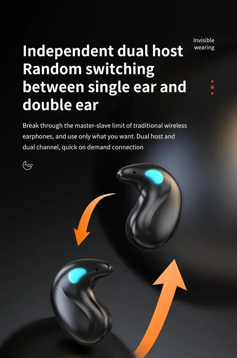 X55 Invisible Sleep Wireless Earphone TWS Bluetooth 5.3 Headphones Hidden Earbuds IPX5 Waterproof Noise Reduction Sports Headset