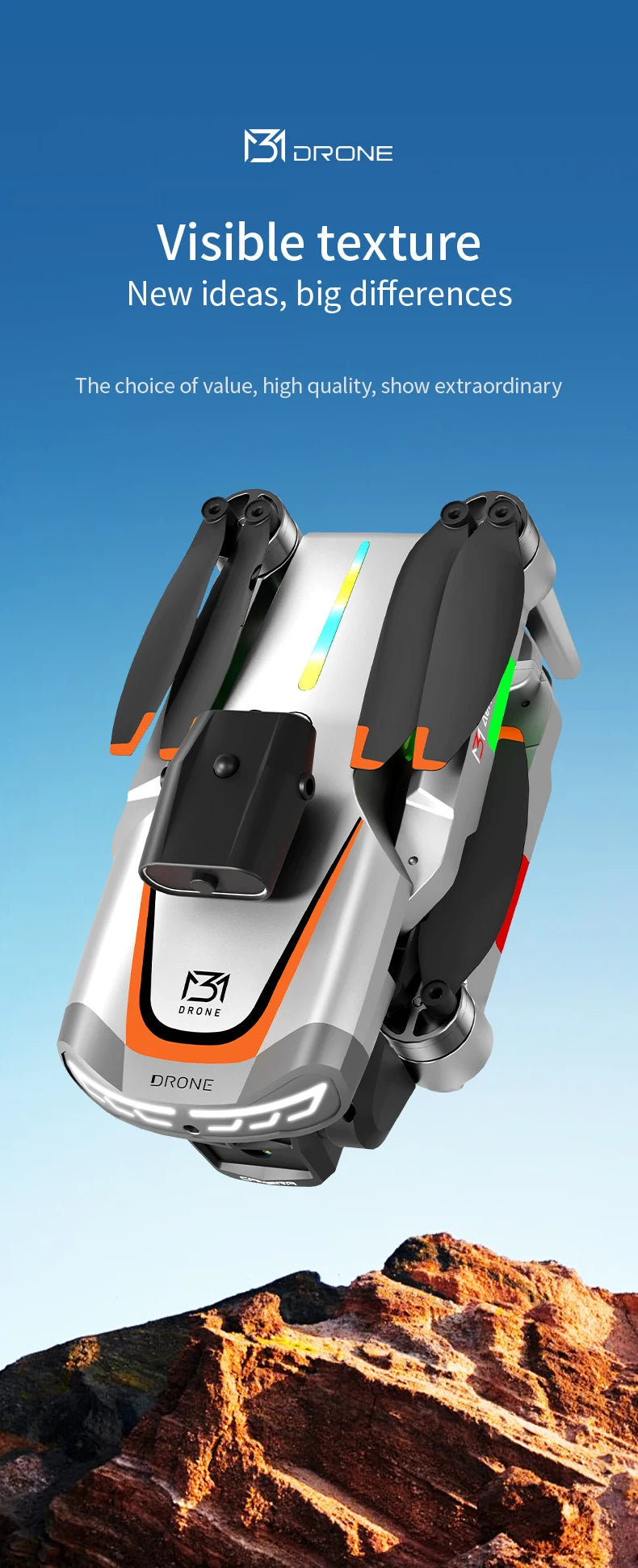 New Obstacle Avoidance M3 Drone Brushless Motor Helicopter Optical Flow Hovering GPS 8K 3 Camera Foldable Quadrotor Aircraft Toy