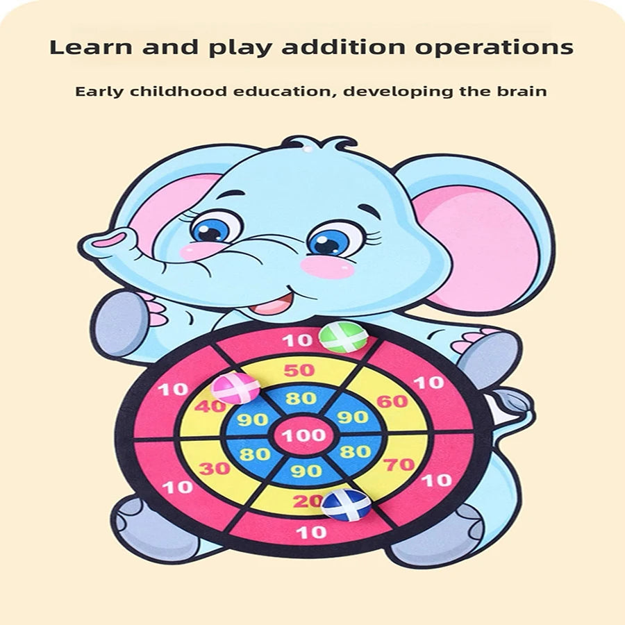 1set- Dart Board for Kids with 3 Sticky Balls Indoor Outdoor Sport Party Games Cartoon Animal Dart Board Toys Christmas Gift