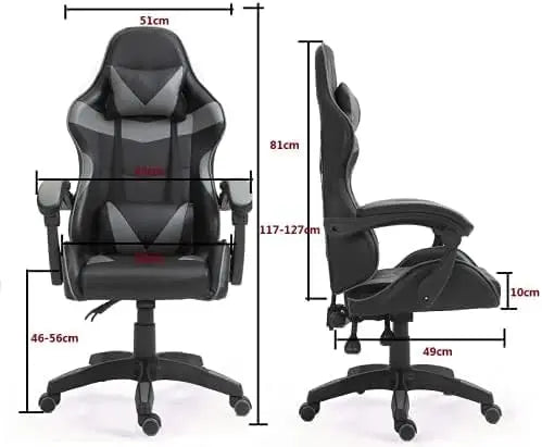 mcc direct Swivel Faux Leather Office Chair Racing Sports Gaming Tilt Computer Desk Chair with Headrest & Lumbar Cushion A