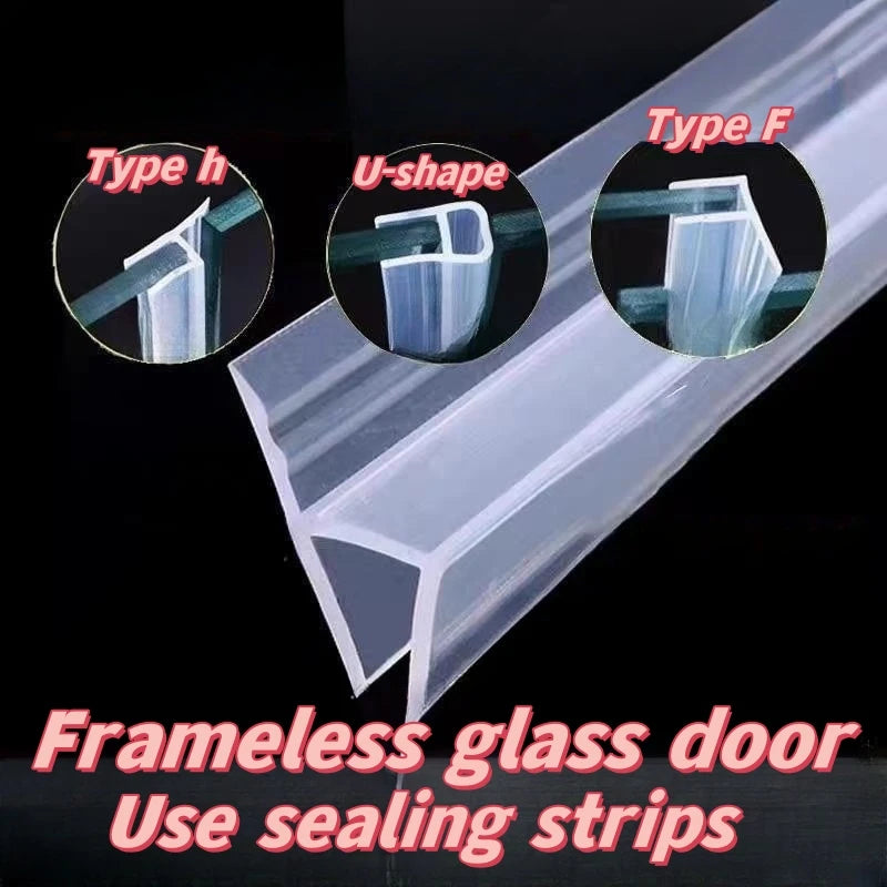 H-shaped, F-shaped, U-shaped Frameless Glass Door Sealing Strip, Bathroom Water Blocking Sealing Strip