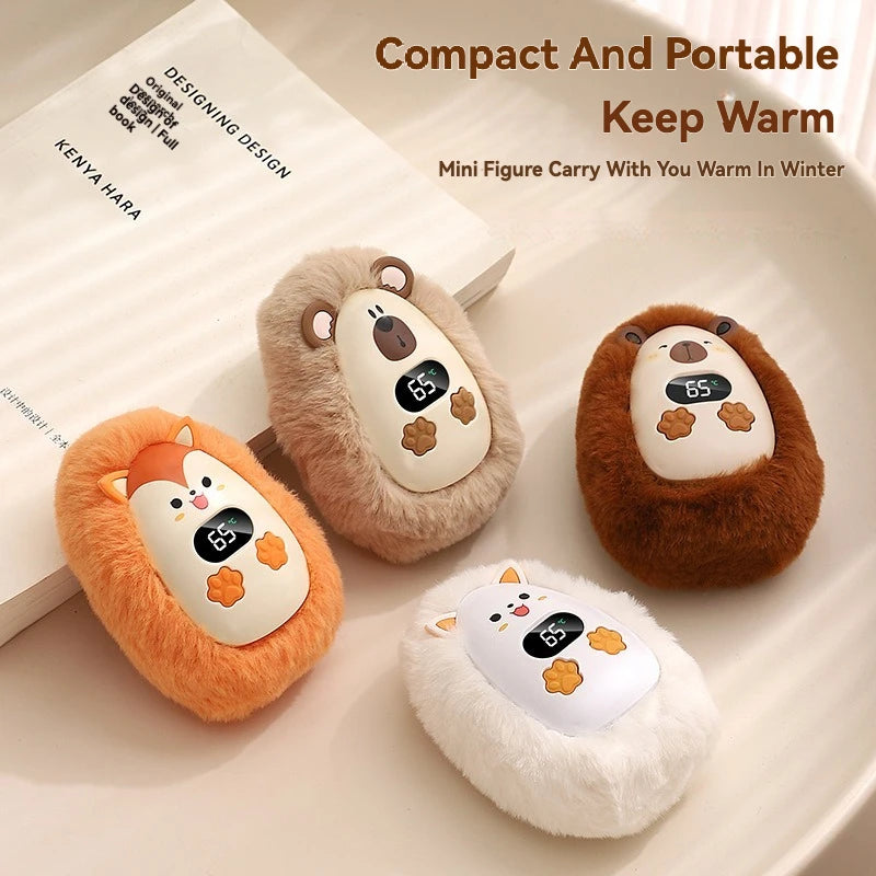 Plush Hand Warmer Winter Mini Portable Three-speed Adjustment Battery Life Long-lasting Smart Temperature Control Hand Warmer