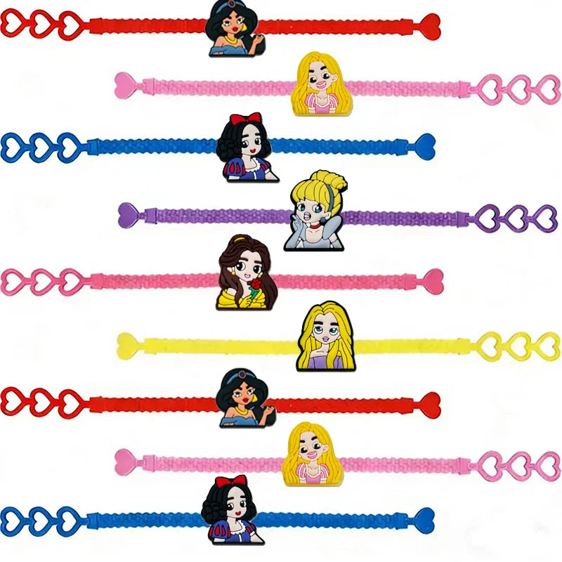 Princess Theme Party Favors Supplies Slap Bracelets Keychain Straw Stamp for Girls Birthday Decration Goodie Bag Gifts Fillers