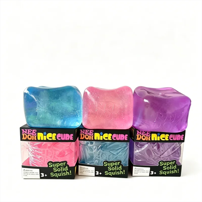 Needoh Nice Berg Giant Sensory Cube Maltose Toy 4 Pack Mini Baby Teenie Cube Squeeze Slow Rebound Stress Reliever Sensory Play