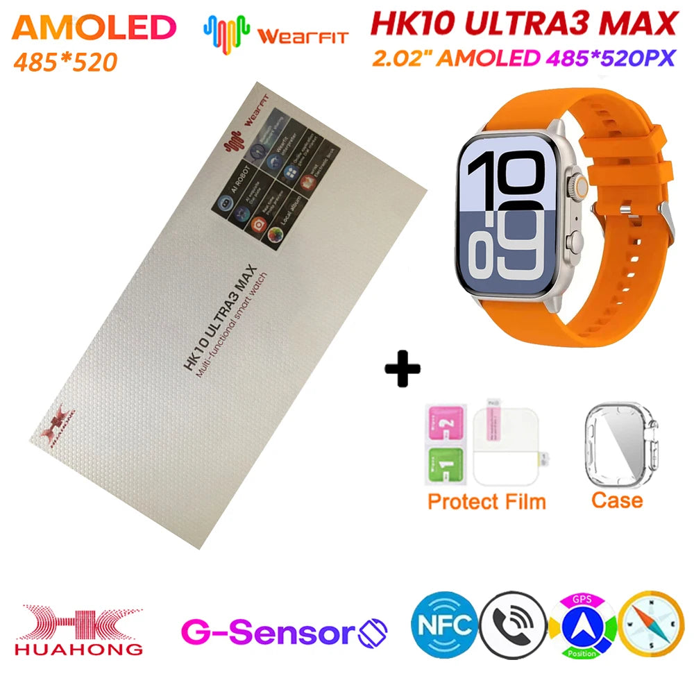 Original HK10 Ultra 3 MAX SmartWatch 2025 For Man Women 49mm HD AMOLED 4GB ROM AI ROBOT NFC GPS Smart Band Watch For IOS Android