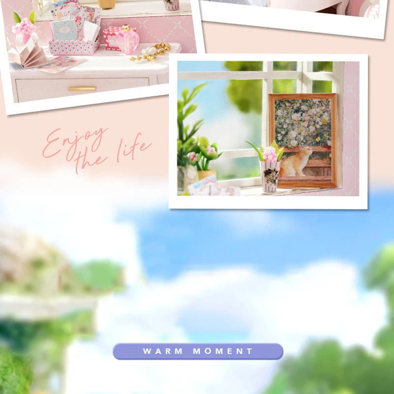 DIY Wooden Miniature Doll House Small House Kit 3D Puzzle Assembly Building Kits With Furniture LED Dollhouse Toys For Gifts