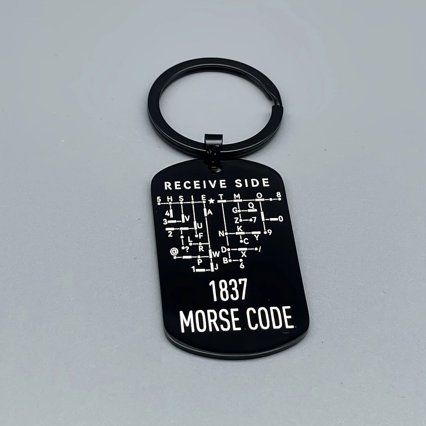 Morse Code Keychain, Double-Sided Alphanumeric Educational Tool, Stainless Steel Car Accessory, Unisex Gift for Radio Amateurs