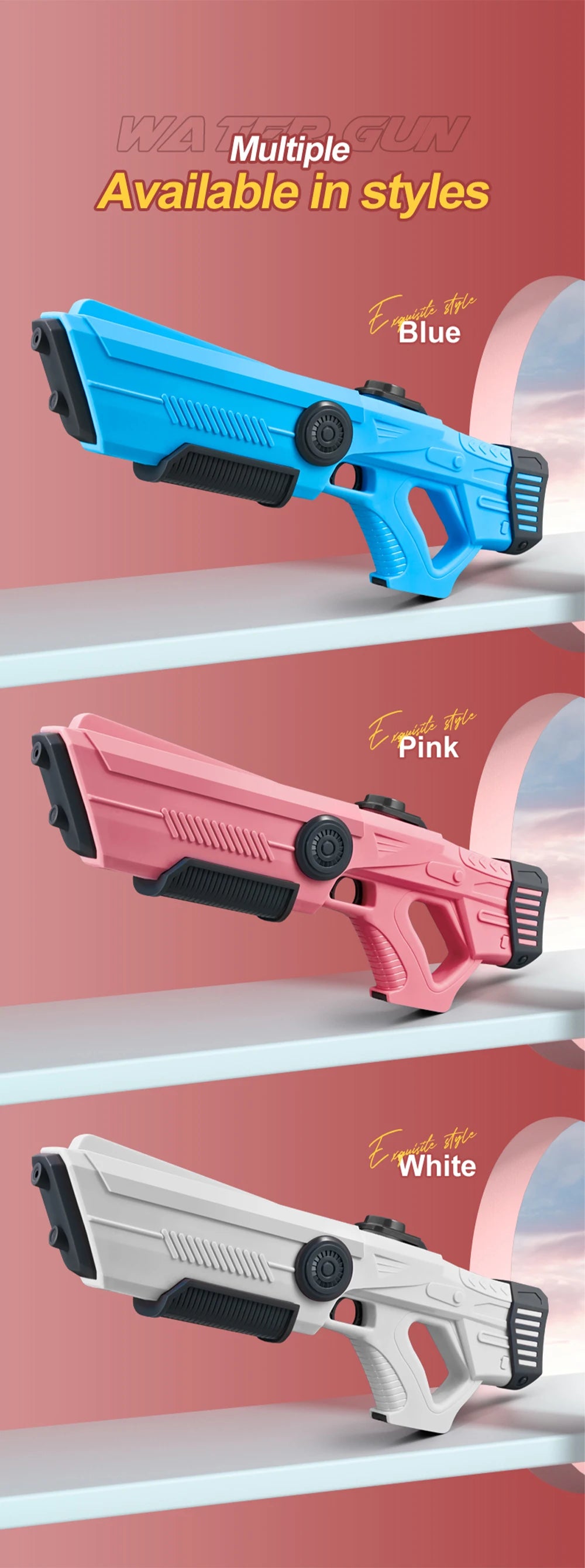 Children's Fully Automatic Water Storage Gun Large Capacity Electric Water Absorbing Toy Gun Summer Outdoor Water Toy Gift