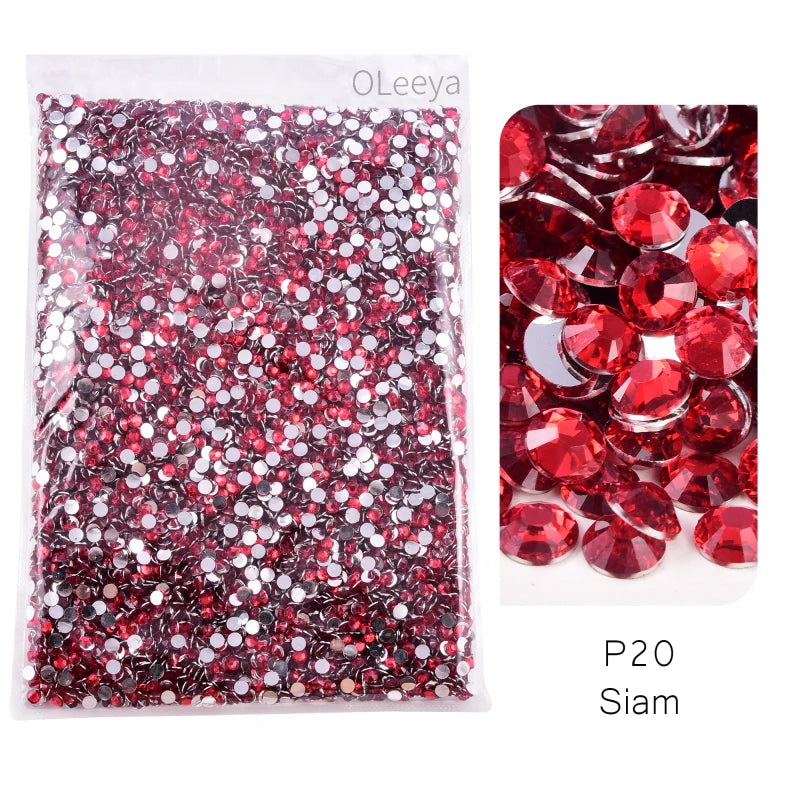 Oleeya Wholesale Flatback Silver bottom Resin Cтразы Non hotfix Rhinestones in Big Package Glitter Crystals and Strass For 네일파츠