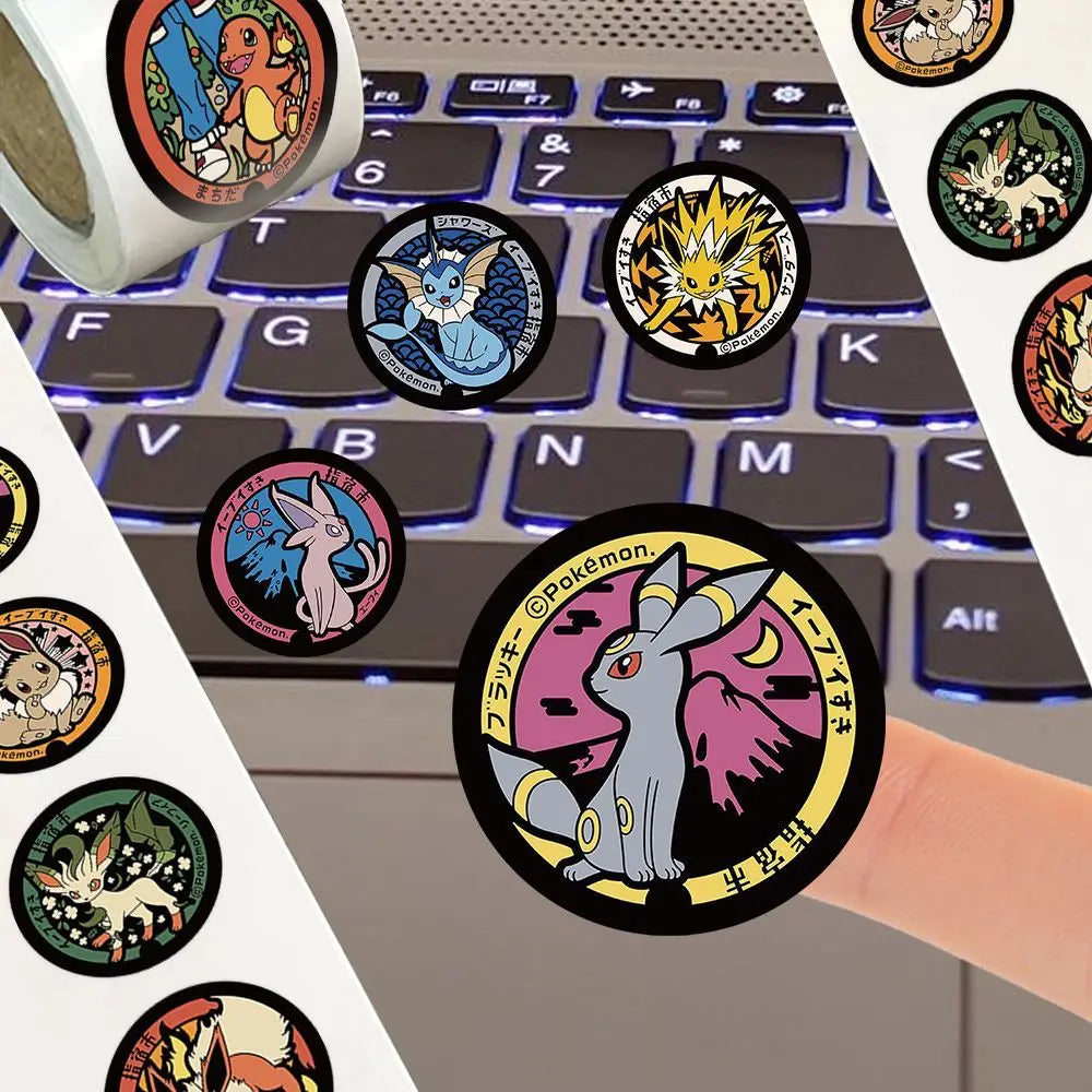 500/1000PCS Pokemon Pikachu Roll Stickers Cartoon Scrapbook Phone Gift Living Waterproof Coffee Phone Stationery Luggage Decals