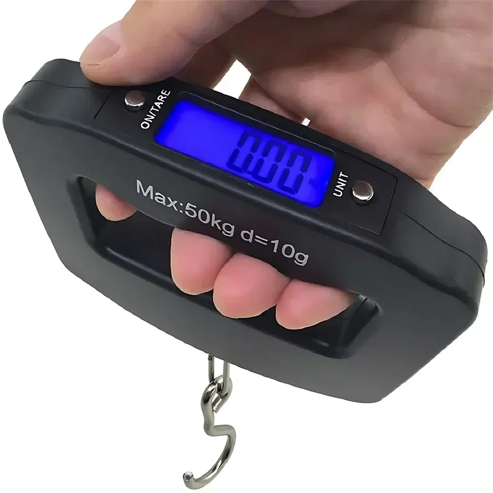 50kg/110lb Portable Scale LCD Digital Luggage Suitcase Scale Handled Travel Baggage Bag Fish Weighting Hook Hanging Scales