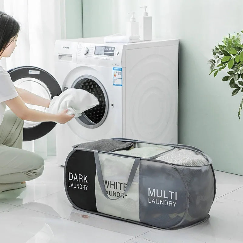 Large Foldable Laundry Basket Fabric Sorting Hampers with Handles Collapsible Clothes Organizer for Home/Bathroom/Dorm
