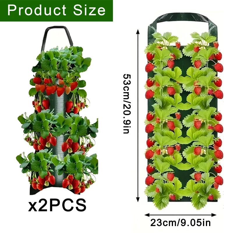 Hanging Strawberry Planter Hanging Planter, Vertical Garden Bag for Balcony, Durable Outdoor Indoor Grow Bag