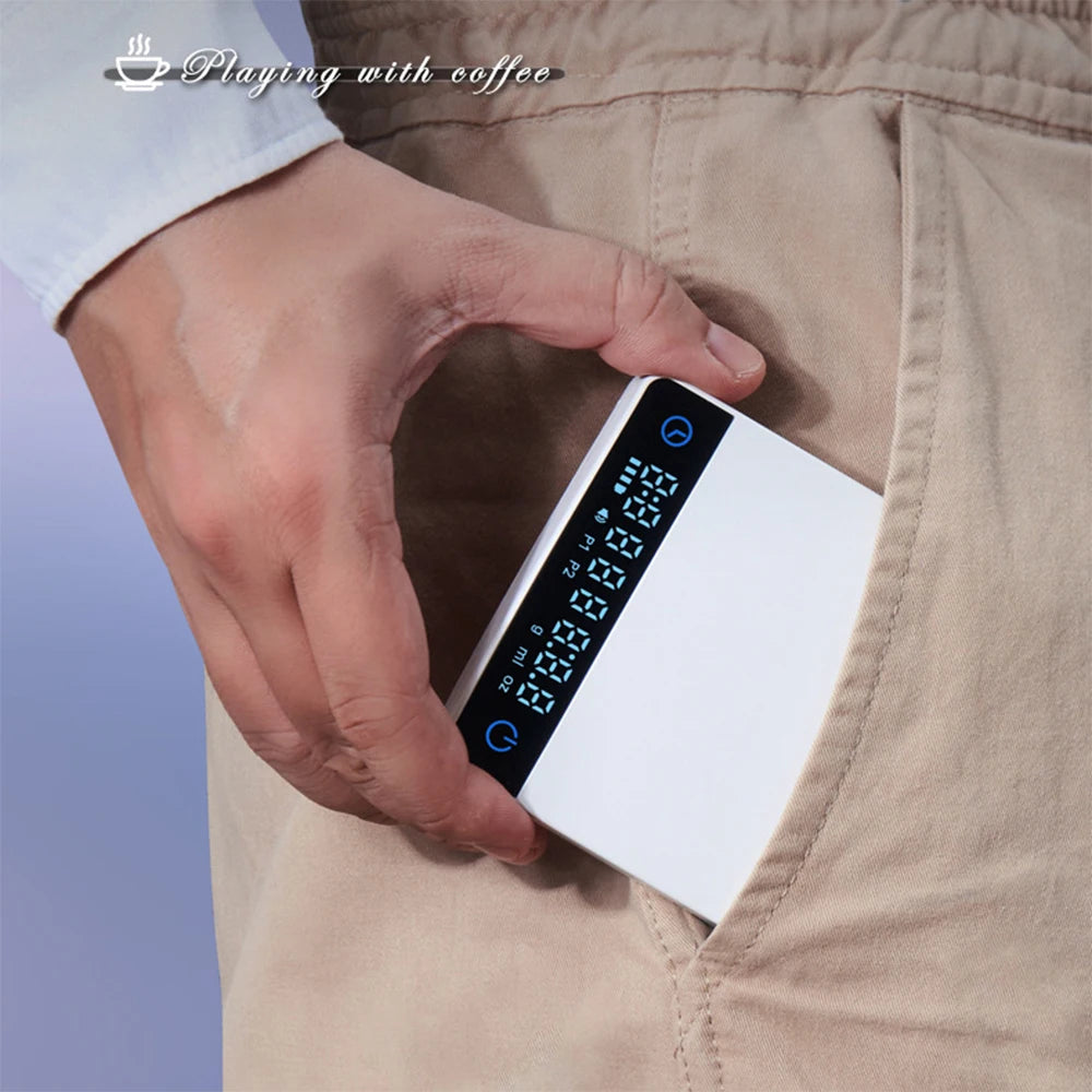 2kg Espresso Electronic Scale Smart Hand-brewed Coffee Dedicated Timing Scale LED Coffee Bean Scale Kitchen Weighing Tool