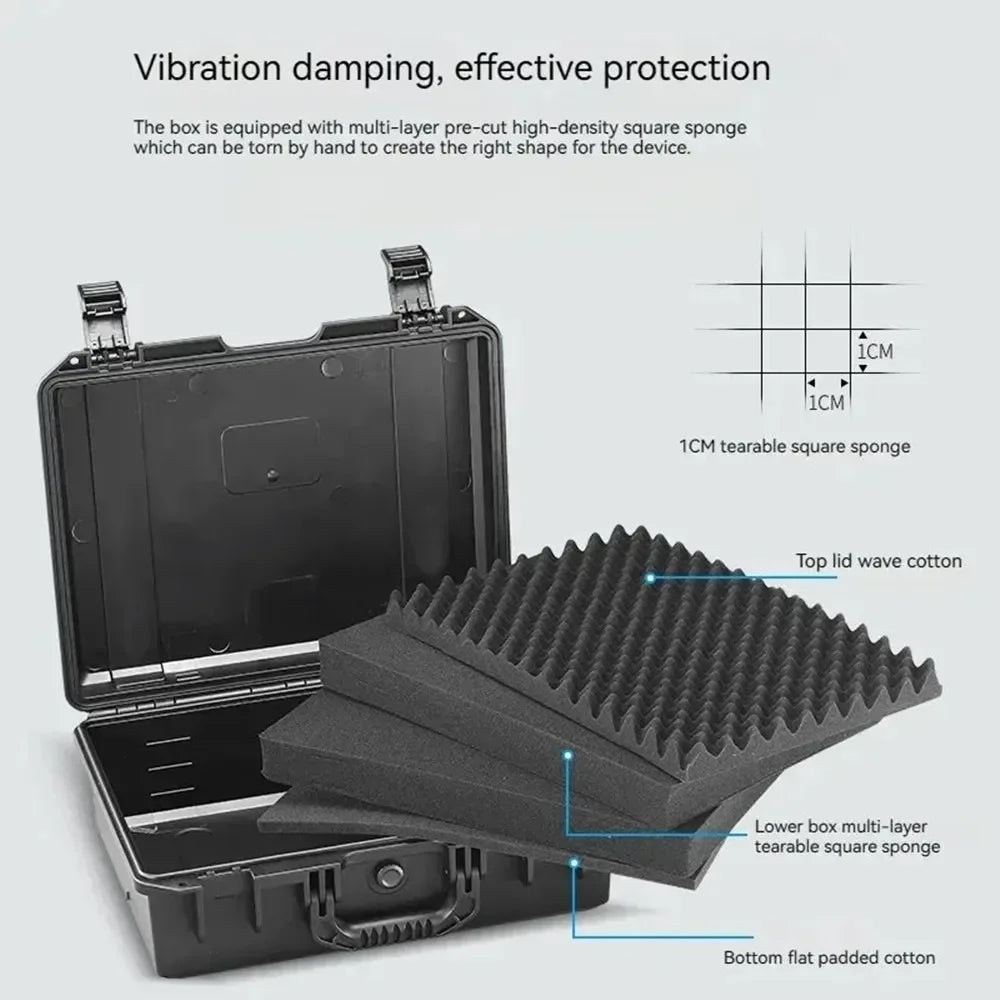 1pc Waterproof Hard Carry Case Bag Tool Case With Pre-cut Sponge Storage Box Safety Protector Organizer Hardware Toolbox