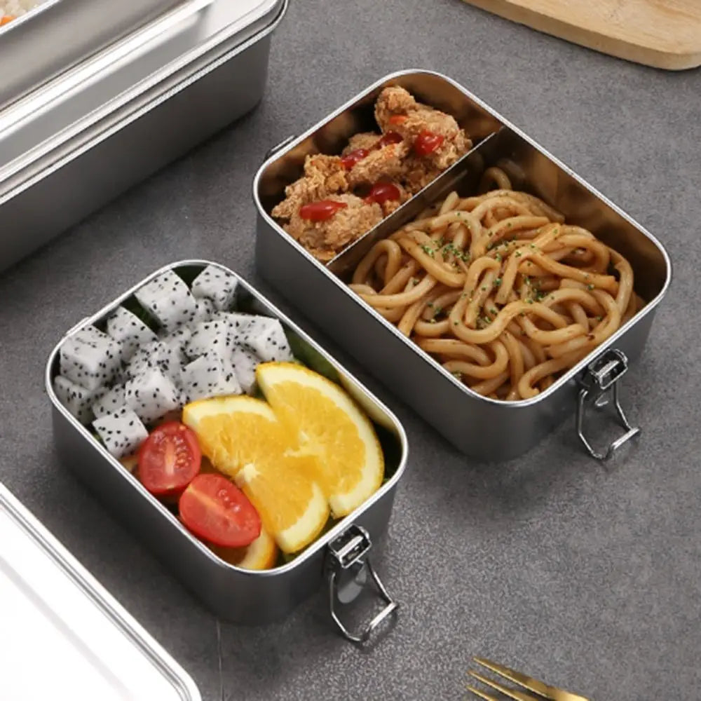 Durable Stainless Steel Bento Box Large Capacity Square Lunch Box with Lid Leakproof Lunch Container Outdoor