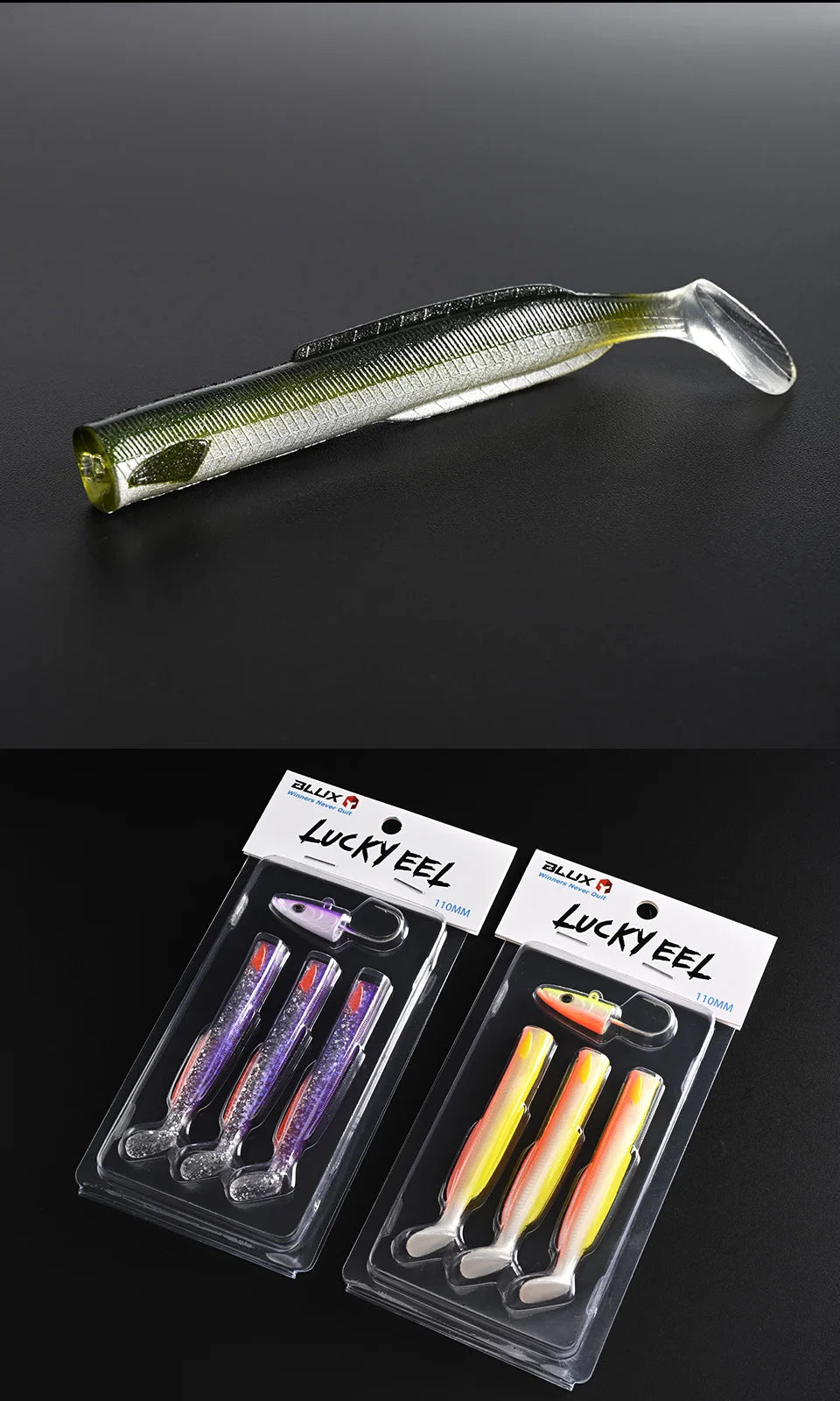 BLUX Happy Sandeel 11cm 17g Soft Live Eel Fishing Lure Paddle Tail Jig Head Hook Vinyls Vibration Artificial Bait Saltwater Gear