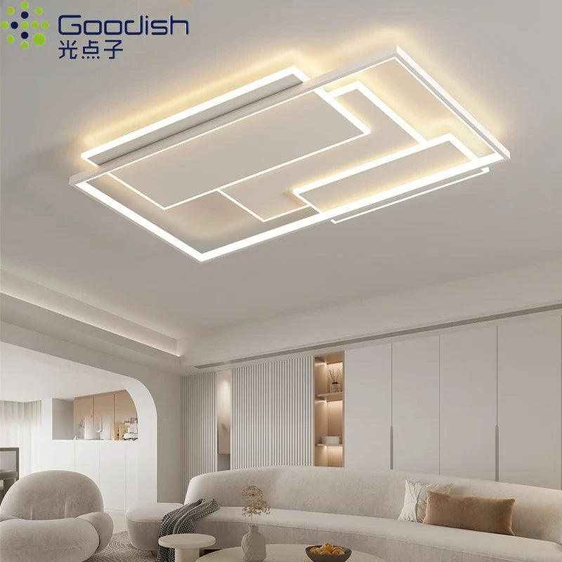 Modern Nordic Led Ceiling Light Square Minimalist Lamps for Kitchen Living Dining  Room Art Home Decoration Chandelier