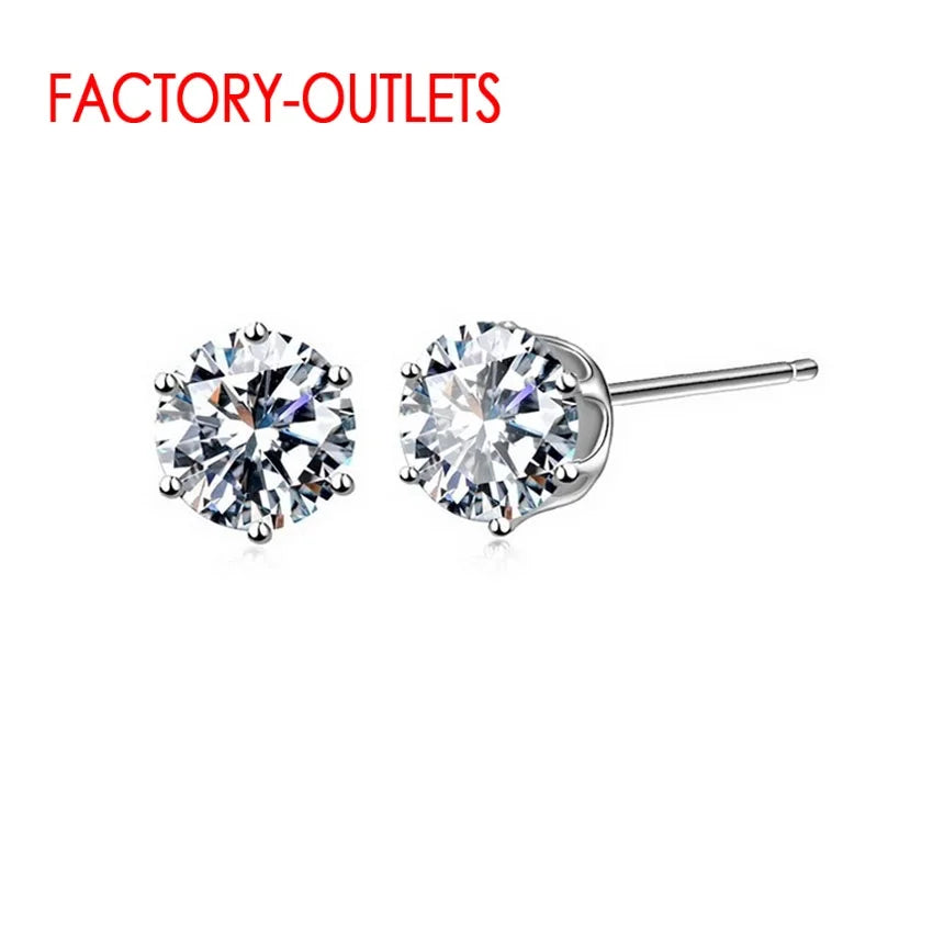 New Arrival Factory Cheap Price 925 Sterling Silver Korean Style Fashion Jewelry Stud Earrings Shinny Crystal Fast Shipping