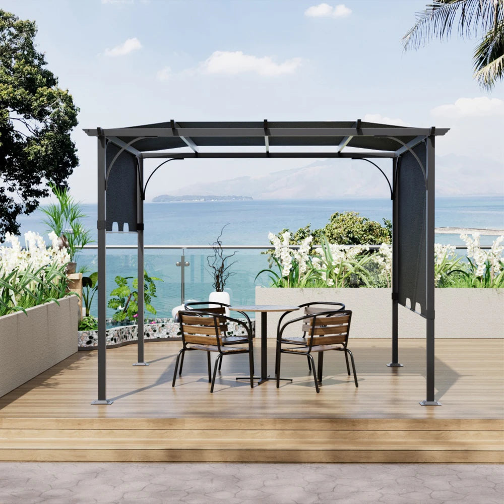 Voltsify Outdoor Pergola with Adjustable Canopy for Courtyard Terrace Garden