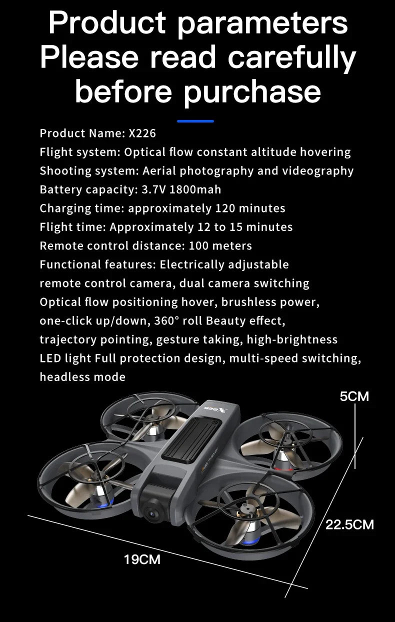 NEW Lenovo X226/X226VR Mini Drones 4K Professional Remote Control Helicopter Plane RC Dron with Screen Quadcopter Toys Gift