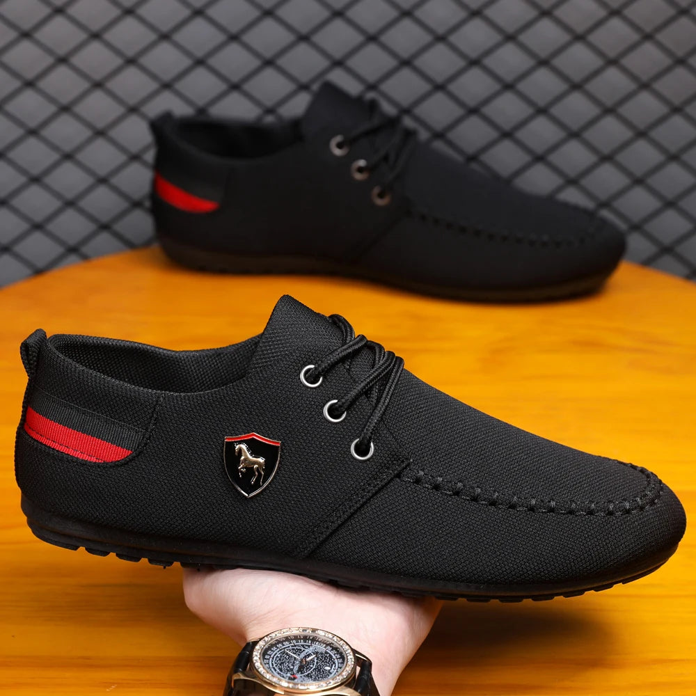 Men's Breathable Fabric Casual Loafers, Soft-Soled Comfortable Lace-Up Low-Top Men's Shoes, Versatile for Daily Commuting and Light Business Wear, Lightweight, Wear-Resistant, Non-Stuffy, Comfortable for Long Wear, Suitable f