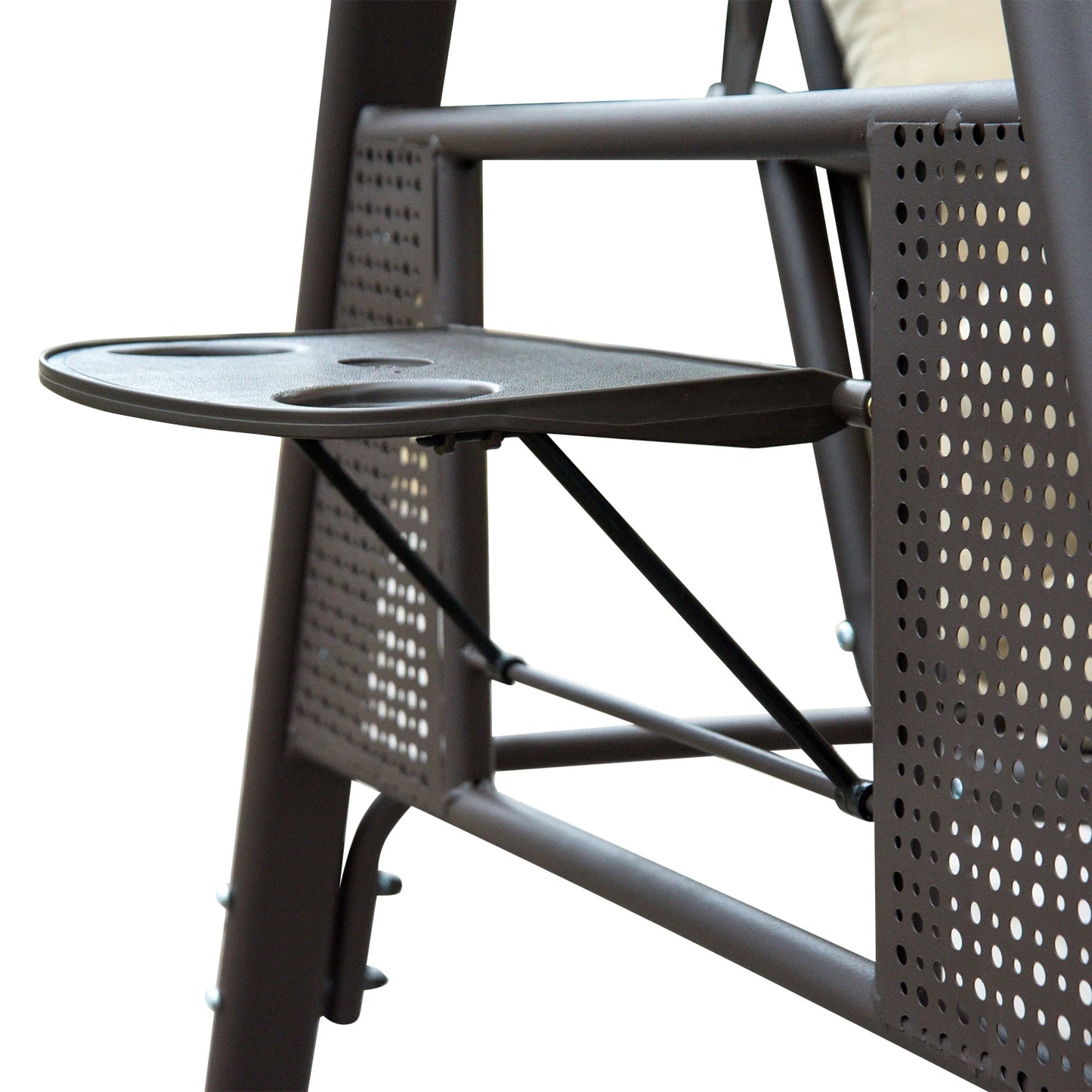 Outsunny 3 Seater Garden Swing Chair Outdoor Hammock Bench W/ Adjustable Canopy, Cushions and Cup Trays