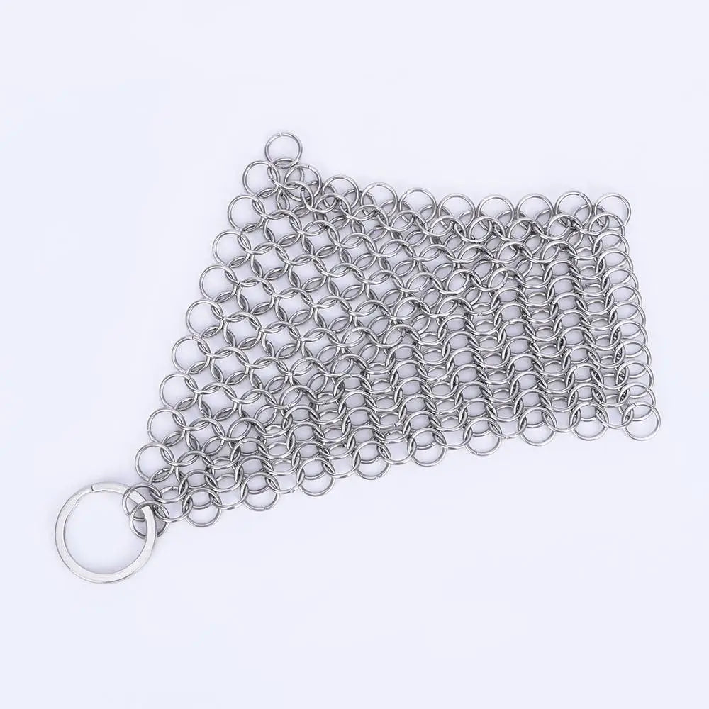 Bowl 10x10cm Cookware Wok Chainmail Circular Ring Square Scrubber Pan Brush Stainless Steel Kitchen Tool Cast Iron Cleaner