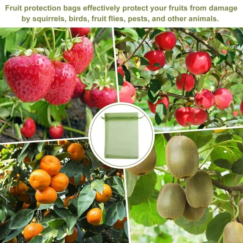 50/100 Fruit Protection Bags Anti-Bird Garden Netting Bags Strawberry Grapes Mesh Bag Plante Vegetable Netting Cover Garden Tool