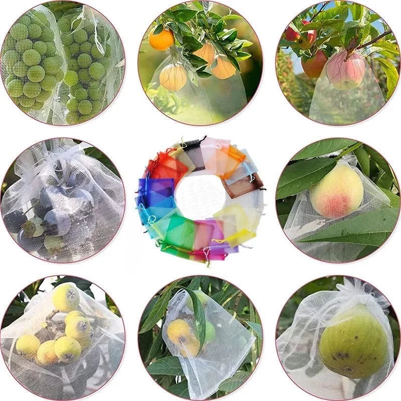 50/100 Fruit Protection Bags Anti-Bird Garden Netting Bags Strawberry Grapes Mesh Bag Plante Vegetable Netting Cover Garden Tool