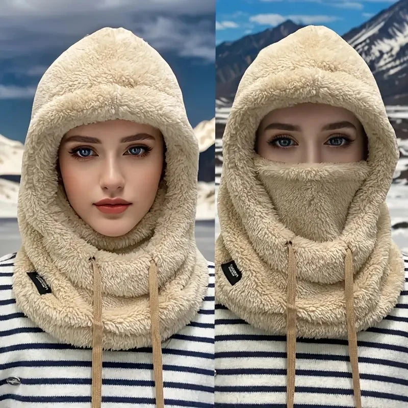 Warm Thermal Windproof Balaclava Ski Hood Motorcycle Face Cover Polar Fleece Adjustable Cycling Neck Cover Full Face Mask Winter