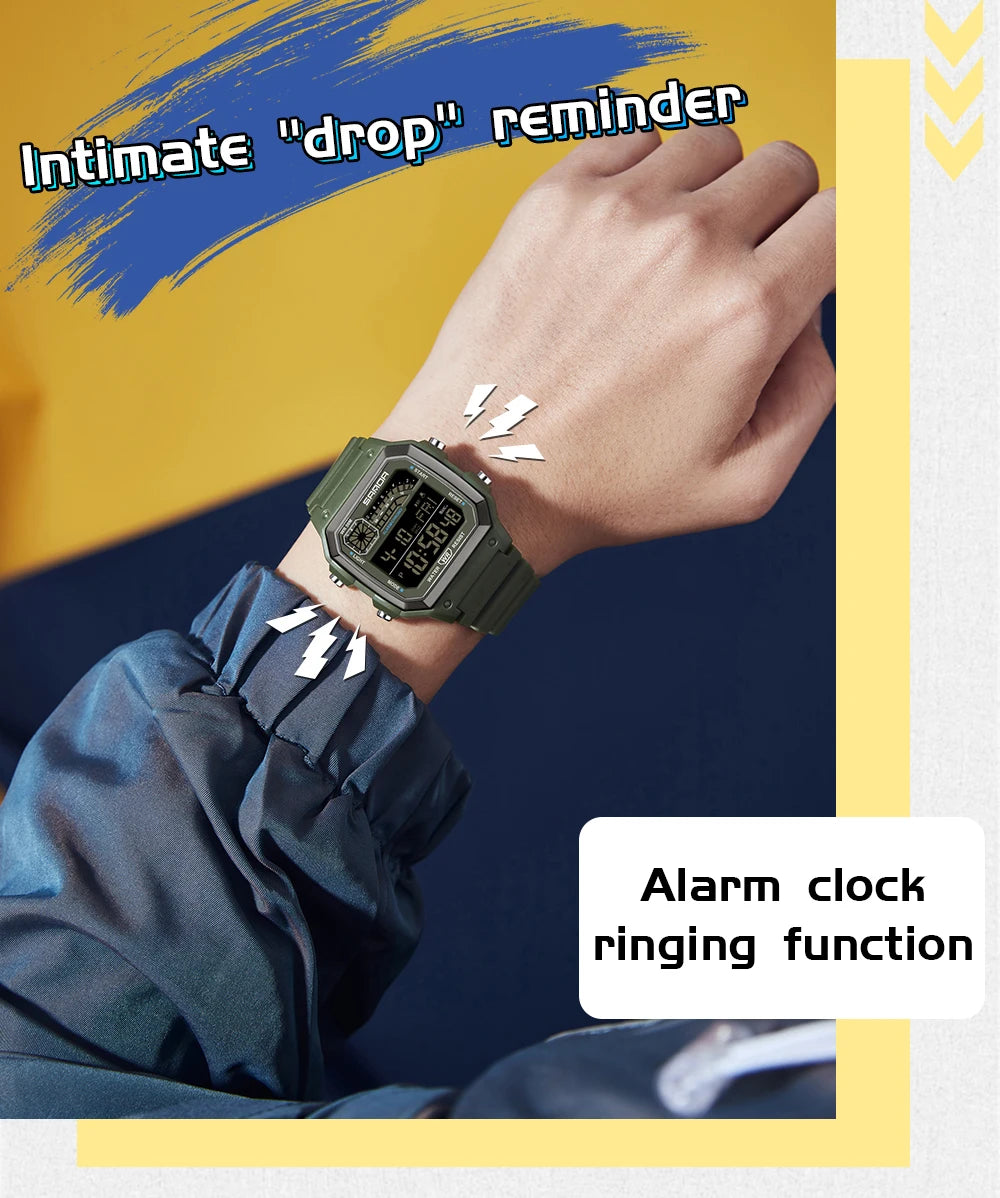 SANDA Outdoor Sport Electronic Watch Men Multifunction Watches Alarm Clock Chrono Waterproof LED Digital Double Time Watch