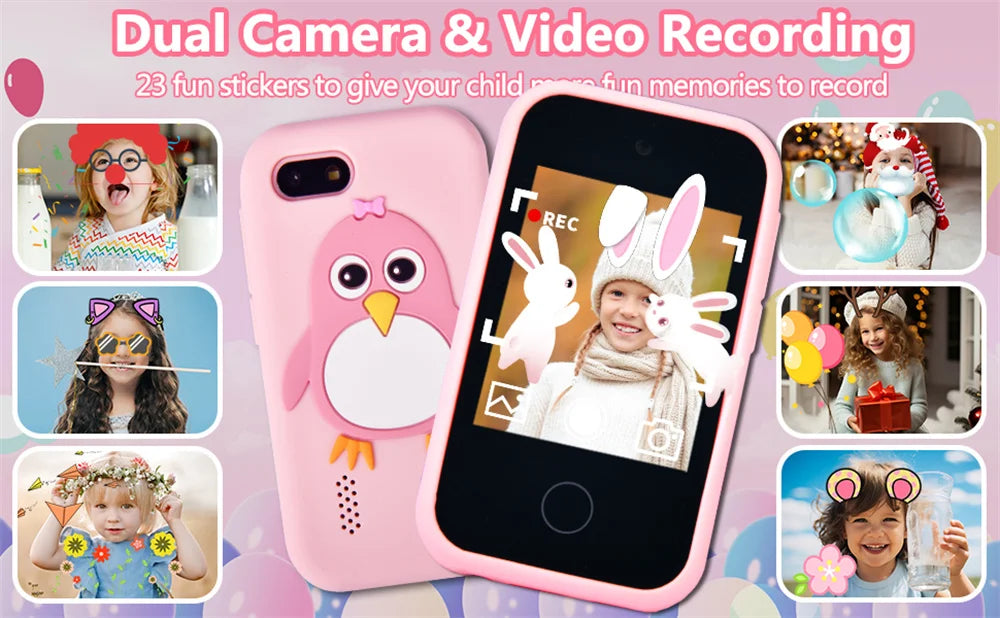 Kids Smart Phone Educational Toys Dual Camera Music Player Baby Phone With 32G Memory Game Learning For Boy Girls Brithday Gifts