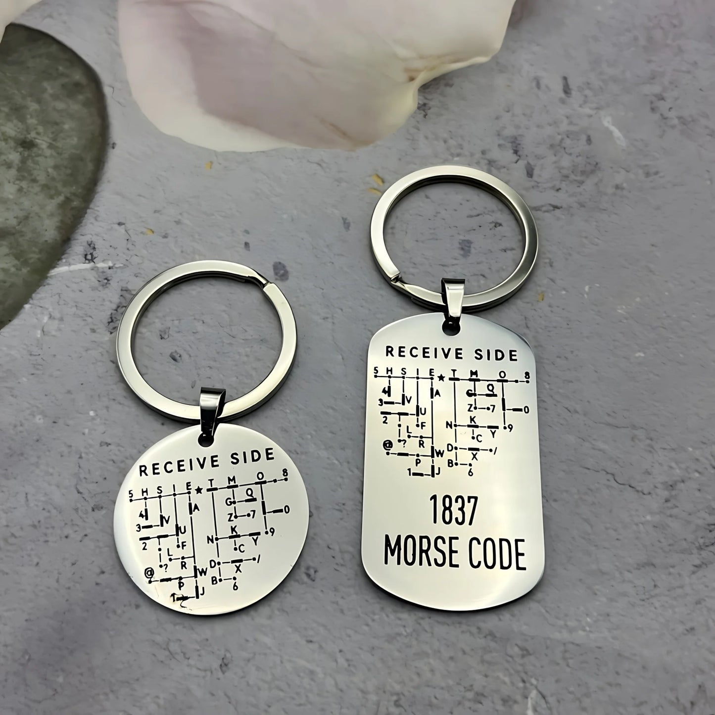 Morse Code Keychain, Double-Sided Alphanumeric Educational Tool, Stainless Steel Car Accessory, Unisex Gift for Radio Amateurs