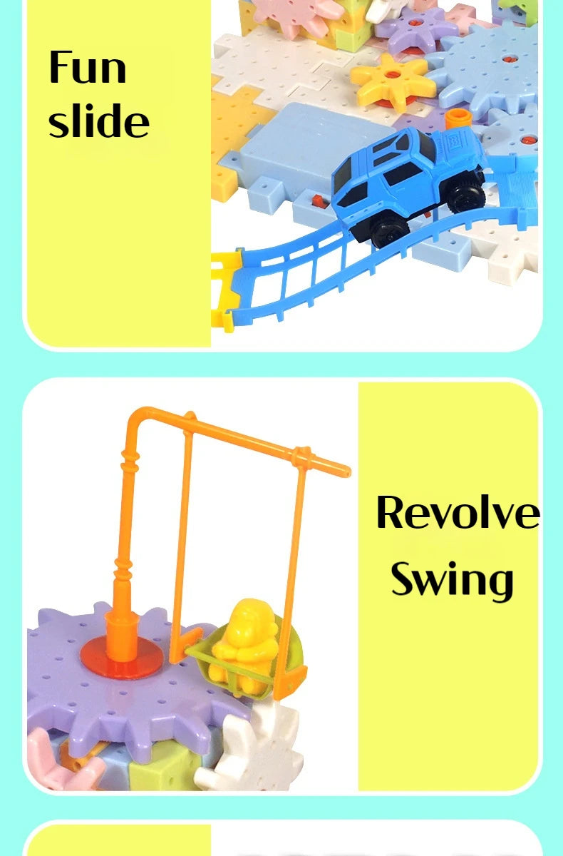 Hot 83-263 PCS Electric Gears 3D Puzzle Model Building Kits Plastic Brick Blocks Educational Toys For Kids Children Xmas Gifts