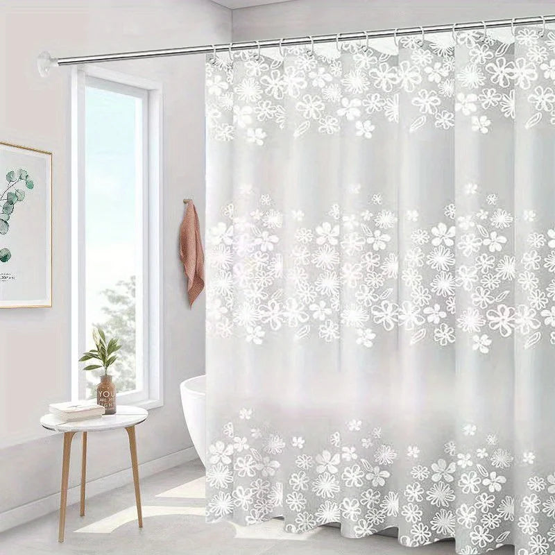 1pc Printed Shower Curtain,180*180cm* 70*70.8inch Bathroom Non Perforated Polyester/PEVA Partition Door Curtain,Hanging Curtain