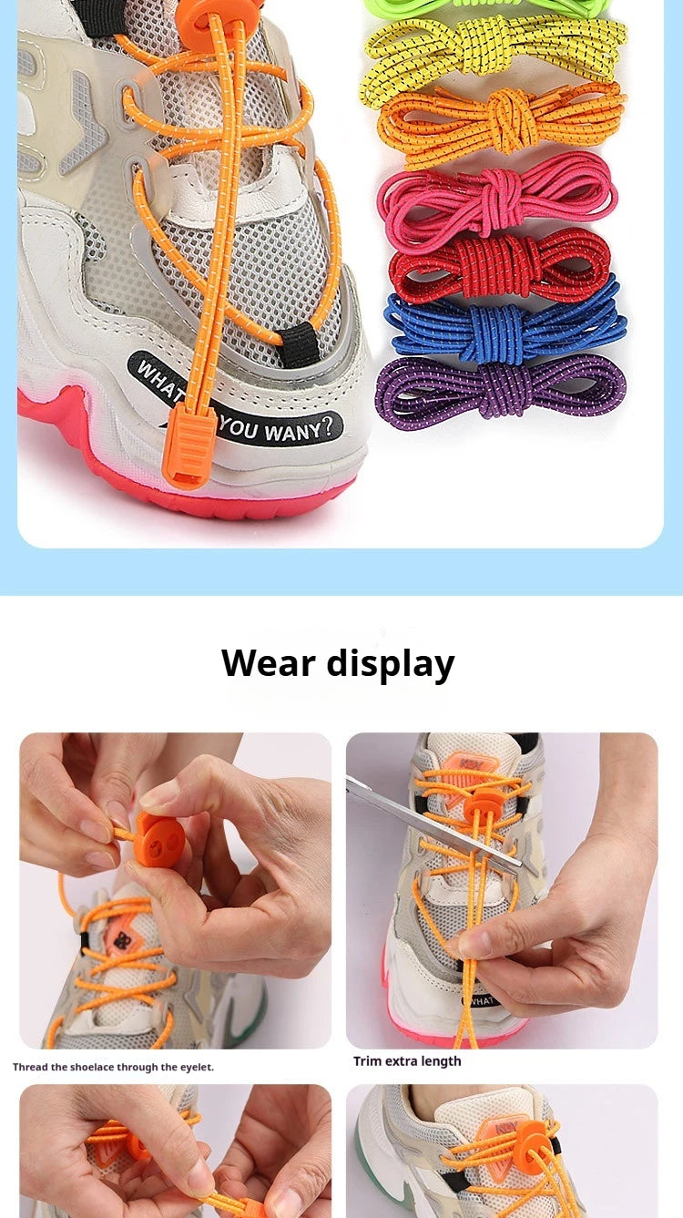 1Pair/3Pair Round Elastic Shoelace No-Tie Shoelaces for Sneakers and Casual Shoes Quick-On Quick-Off Laces