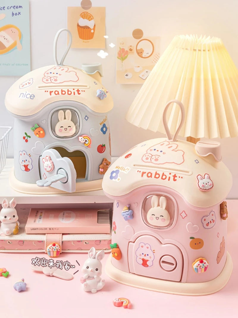 Kids Creative DIY Money Banking Toys Piggy Bank Money Saving Pot Coin Banks Coin Box With Lock Key Christmas Gift Toy For Girl