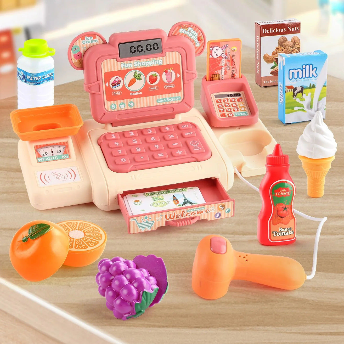 Simulation Shopping Cash House Toys Electronic Game Lighting And Sound Effects Supermarket Cashier Toys For children Gifi