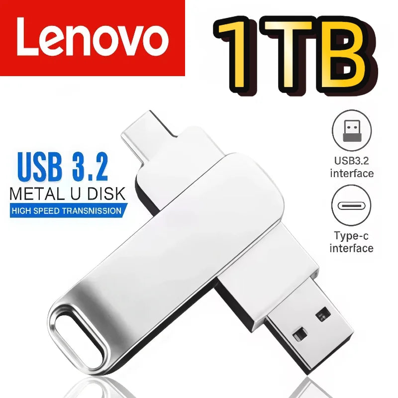 Lenovo USB 3.2 Flash Drives High Speed Transfer 16TB Metal Pendrive Memory Card Pendrive Flash Disk Memoria Waterproof Stick
