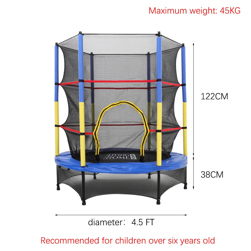 Voltsify 4.5FT Kids Mini Trampoline with Safety Enclosure for Indoor and Outdoor Use