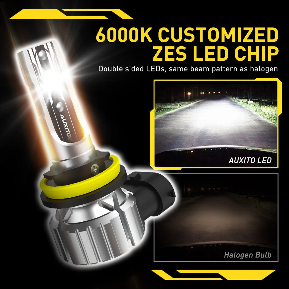 AUXITO 2Pcs H8 LED Bulb H11 H9 9005 HB3 9006 HB4 Car Headlight Super Bright  Fog Light Bulb Head Light Fanless Auto Lamp