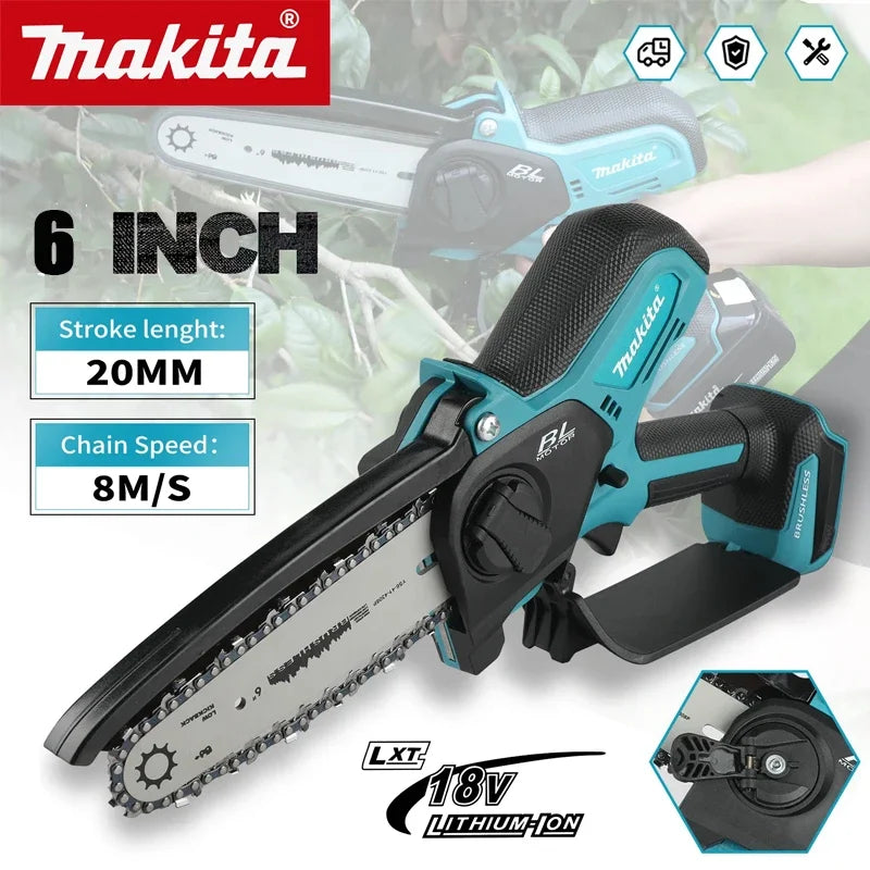 Makita  Woodworking with Small Handheld 18V Cordless Chainsaw for Electric 6-inch Logging Sawzall Mini Portable Chainsaw