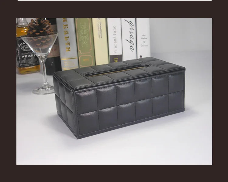 Elegant PU Leather Square Tissue Holder for Coffee Table, Decorative Napkin Paper Case for Home Hotel Restaurant Living Rooms