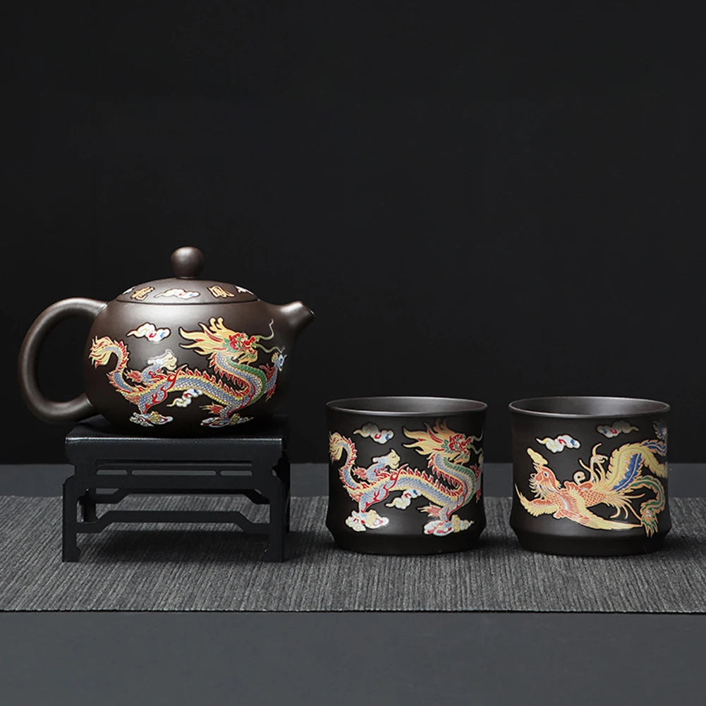 Color-changing Tea Pot With Dragons Phoenixs Pattern Washable Gongfu Tea Teapots Kettle Gift Teapot Tea Set Ceramics And Pottery