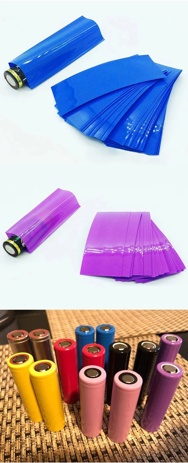100Pcs Flat PVC Heat Shrink Tubing Tube For 18650 Battery Shrink Film Sleeve Shrink Film Self-Adhesive Insulator