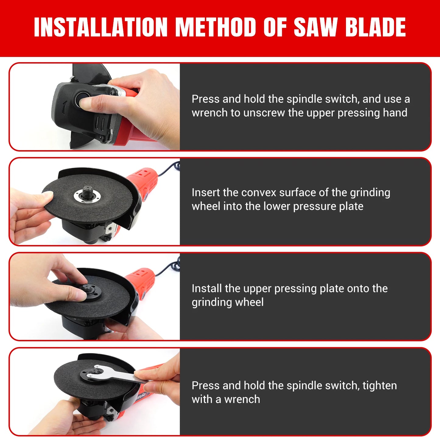 DayPlus 115mm Angle Grinder 4.5 inch 240V 5000W 12000rpm Electric Grinding Sander Corded for Metal,Tile Cutting Polishing M14
