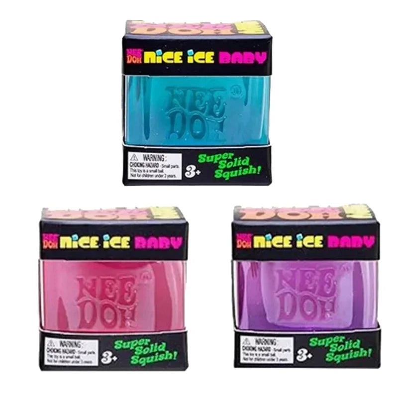 Needoh Nice Berg Giant Sensory Cube Maltose Toy 4 Pack Mini Baby Teenie Cube Squeeze Slow Rebound Stress Reliever Sensory Play